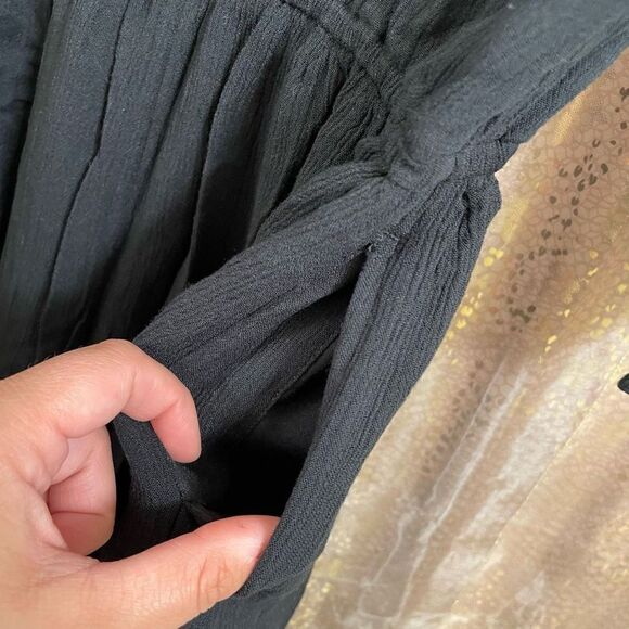 Abercrombie & Fitch Womens Small Black Wrap Lace Detail Romper One Piece Pockets - Picture 6 of 6